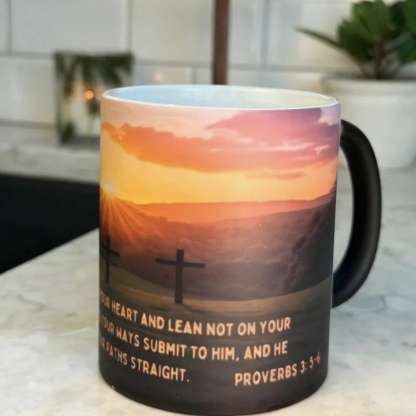 Cross-border New Bible Verse Mug Heat-sensitive Color-changing Coffee Cup