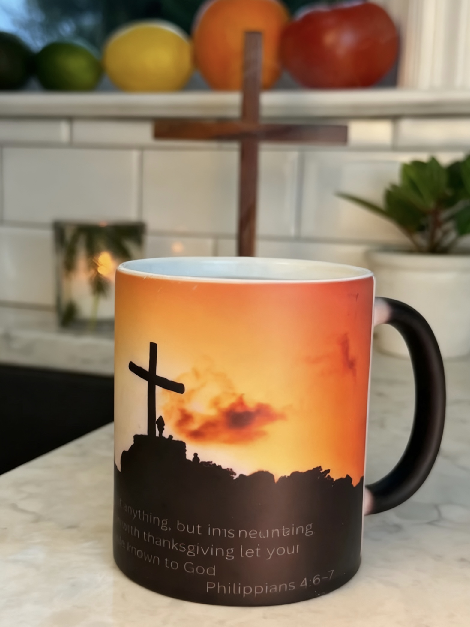Cross-border New Bible Verse Mug Heat-sensitive Color-changing Coffee Cup
