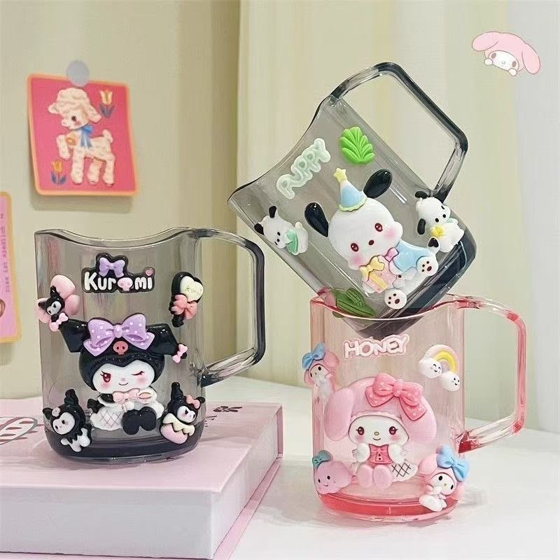 Melody & Kuromi DIY Transparent Tooth Cup - Cute Kids/Couples Ins Bathroom Cup