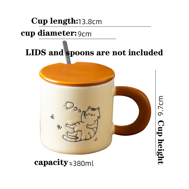 Hand-painted design ceramic cup simple cartoon cat creative water cup