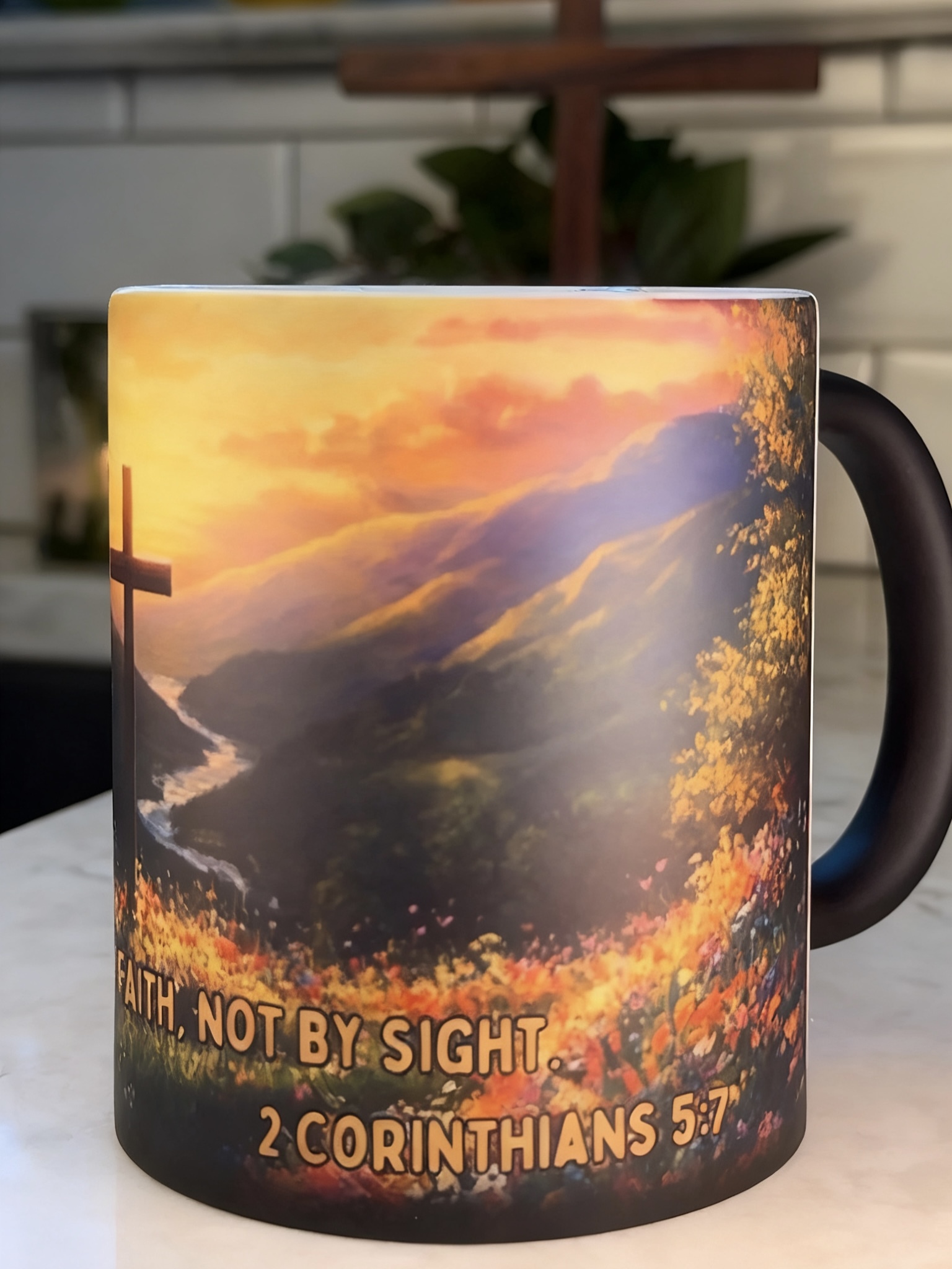 Cross-border New Bible Verse Mug Heat-sensitive Color-changing Coffee Cup