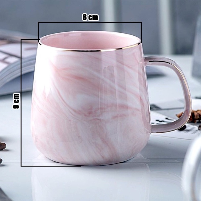 Marble Pattern Ceramic Nordic Mug Couple Coffee Chocolate Milk Tea Breakfast Glass Cup Gold Lining LA