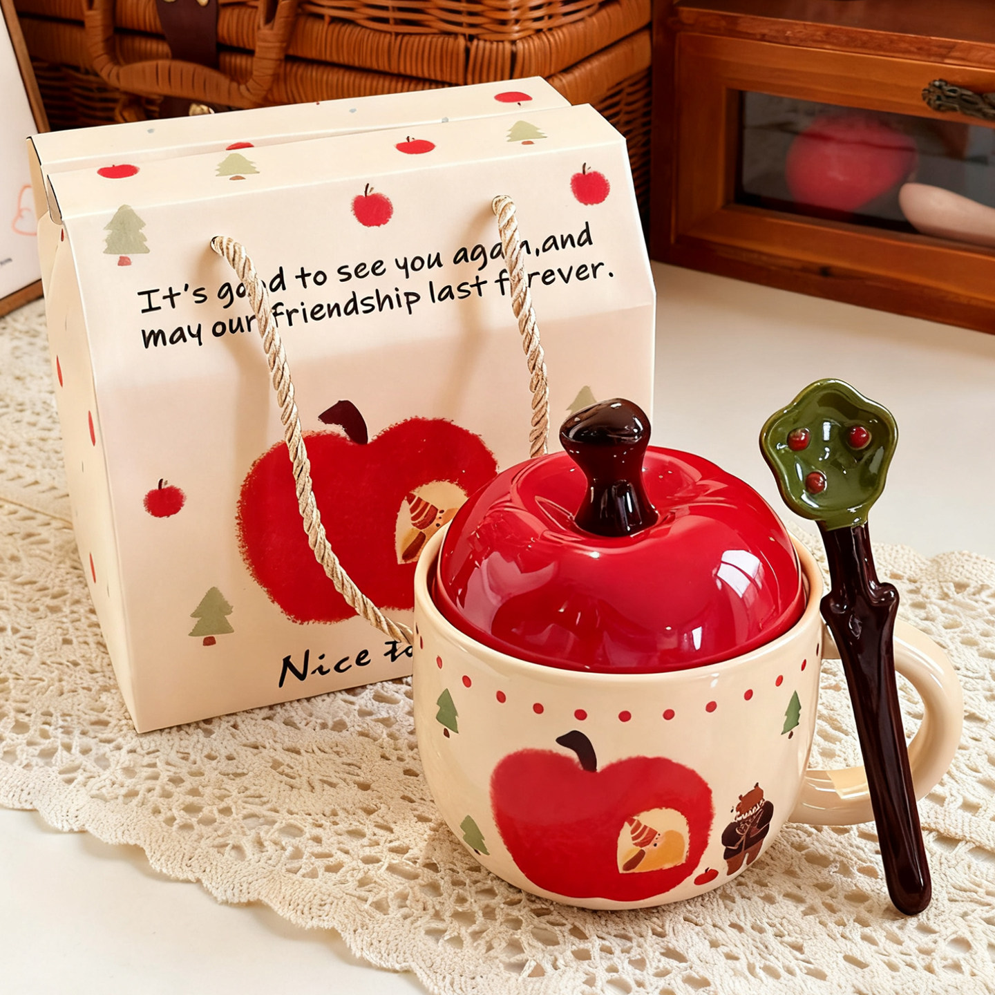 Christmas Apple Mug & Spoon Gift Set