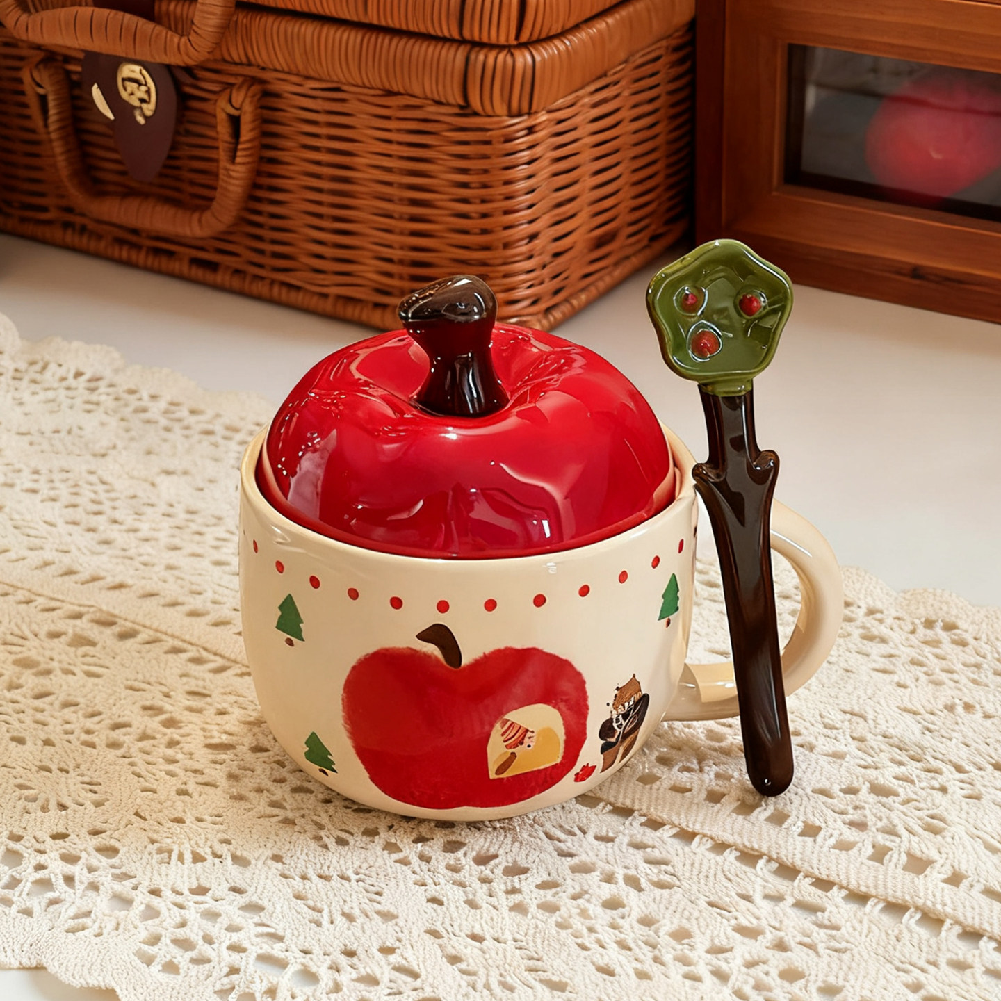 Christmas Apple Mug & Spoon Gift Set