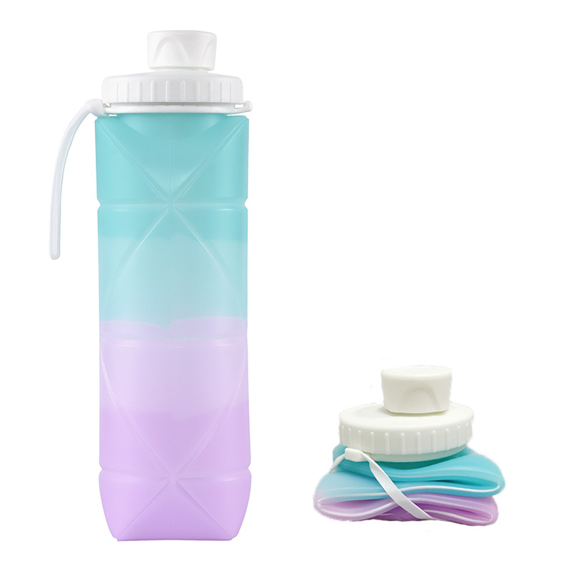 Silicone foldable water cup large capacity, portable sports water bottle for outdoor travel