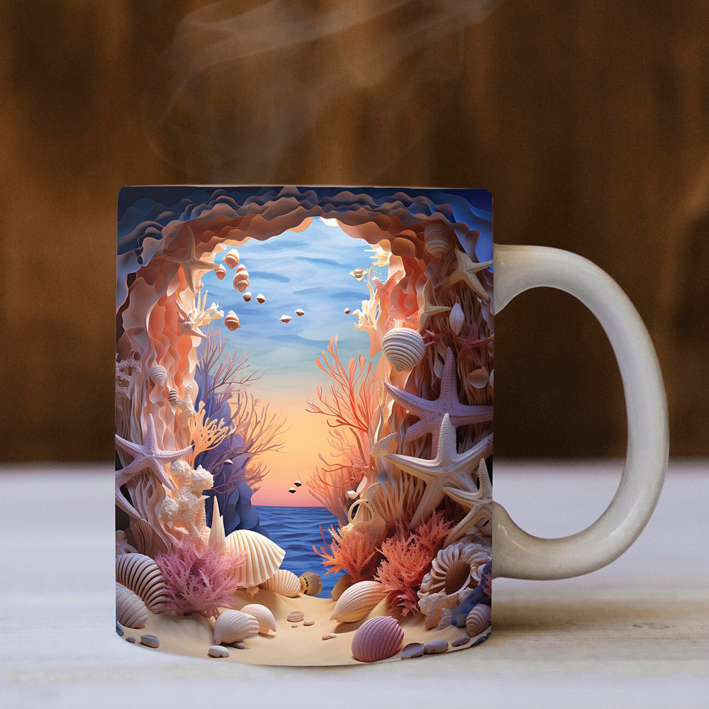 Summer 3D Beach Shell Coffee Mug
