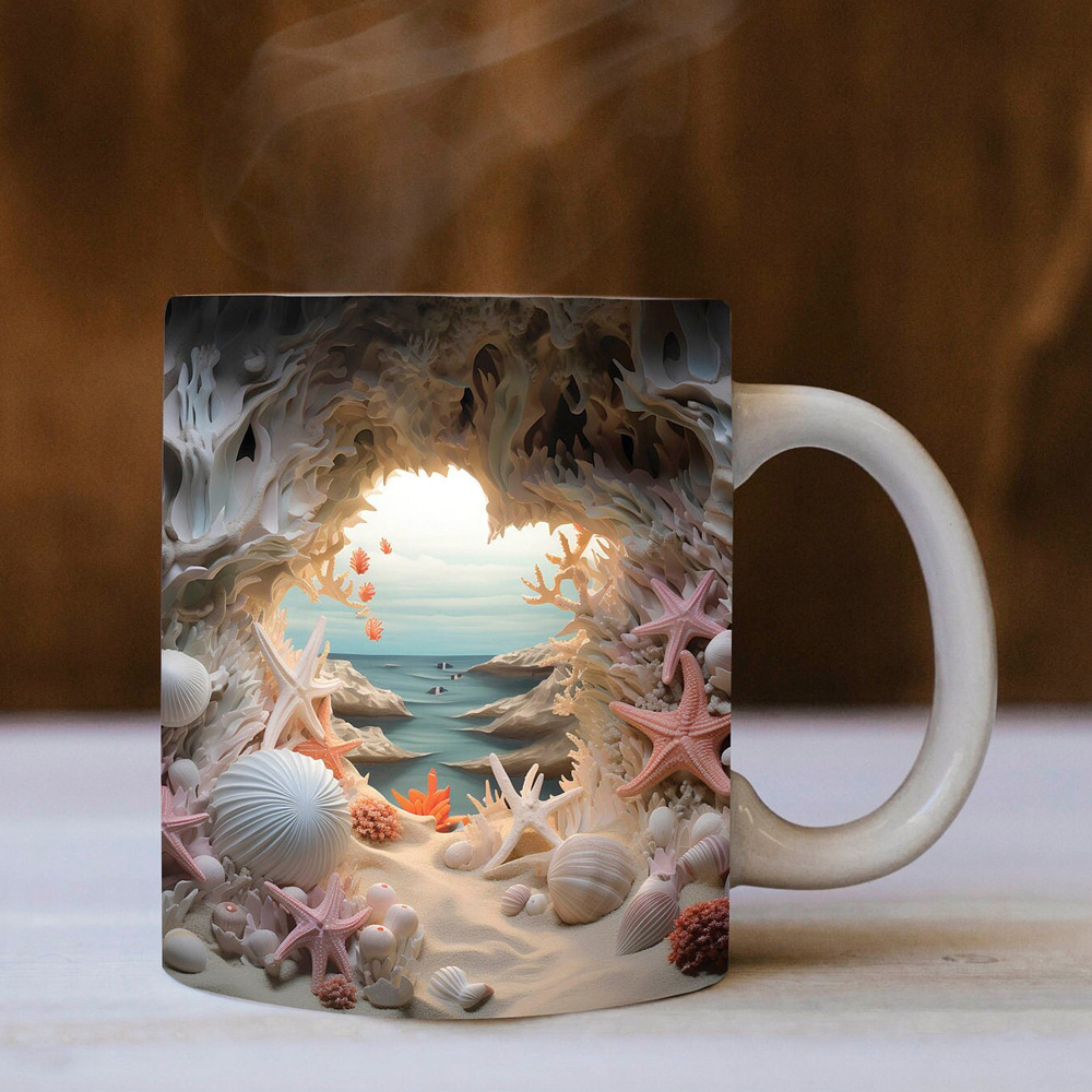 Summer 3D Beach Shell Coffee Mug