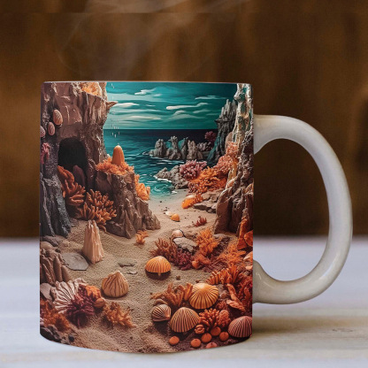 Summer 3D Beach Shell Coffee Mug