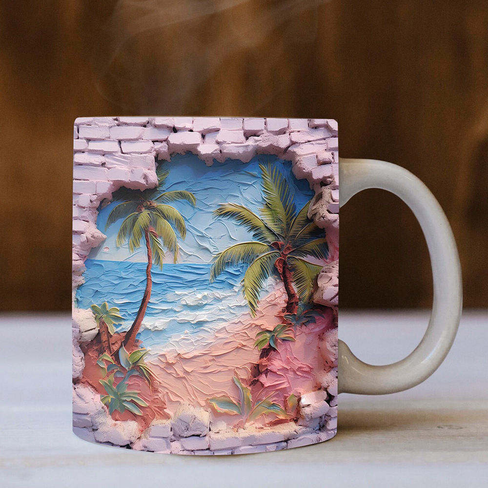 Summer 3D Beach Shell Coffee Mug