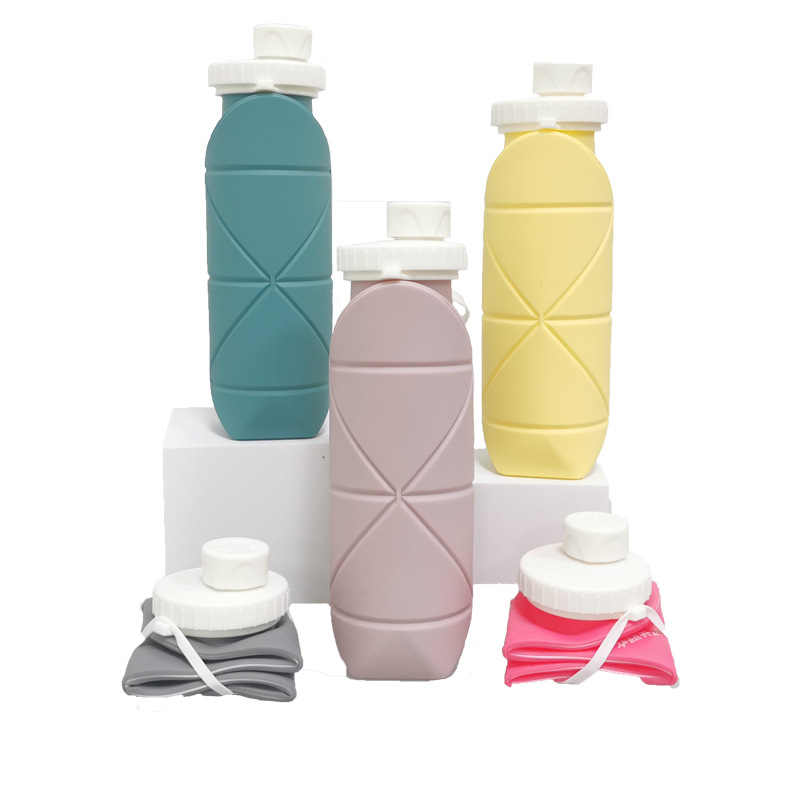 Silicone foldable water cup large capacity, portable sports water bottle for outdoor travel