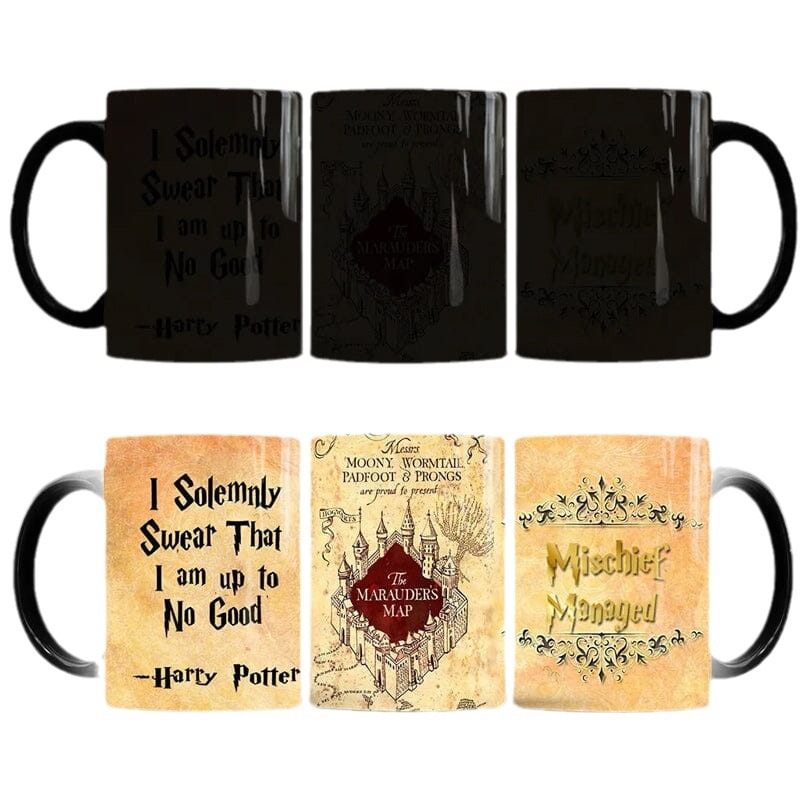 Harry Potter Marauder's Map Color-Changing Mug, Heat-Sensitive Ceramic Magic Coffee Mug