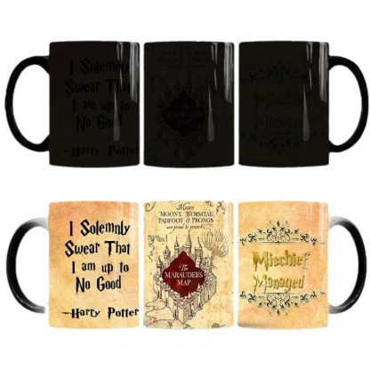 Harry Potter Marauder's Map Color-Changing Mug, Heat-Sensitive Ceramic Magic Coffee Mug