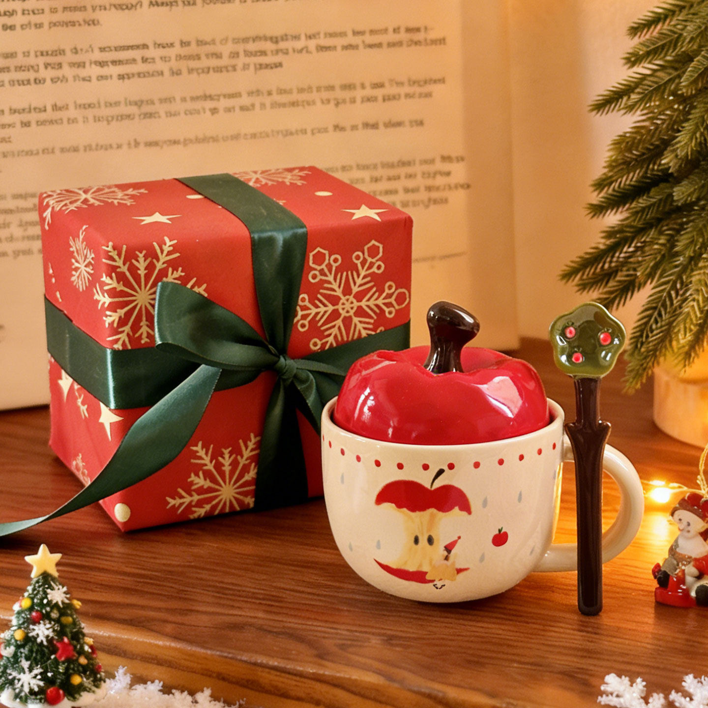 Christmas Apple Mug & Spoon Gift Set
