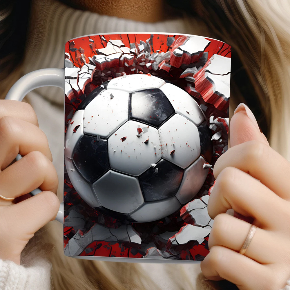 3D pictures of football, basketball, rugby, ceramic mugs, coffee cups