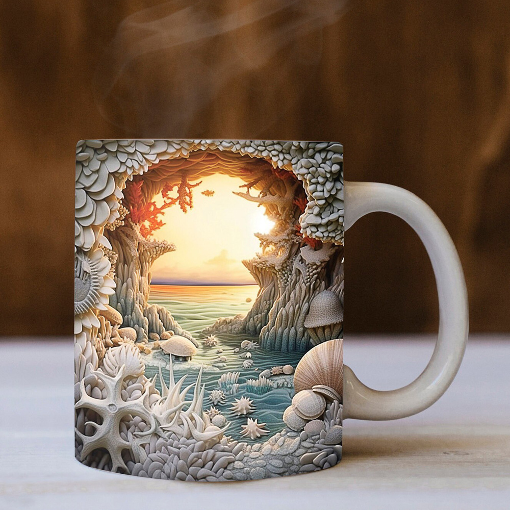 Summer 3D Beach Shell Coffee Mug