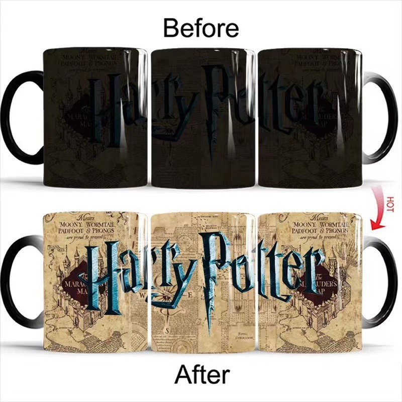 Harry Potter Marauder's Map Color-Changing Mug, Heat-Sensitive Ceramic Magic Coffee Mug