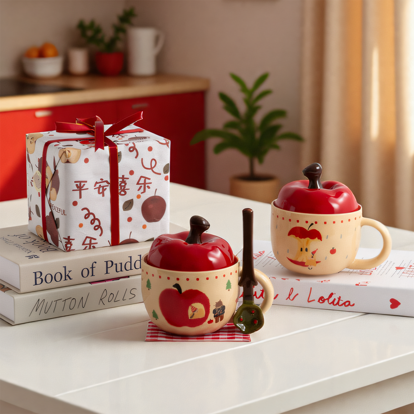 Christmas Apple Mug & Spoon Gift Set