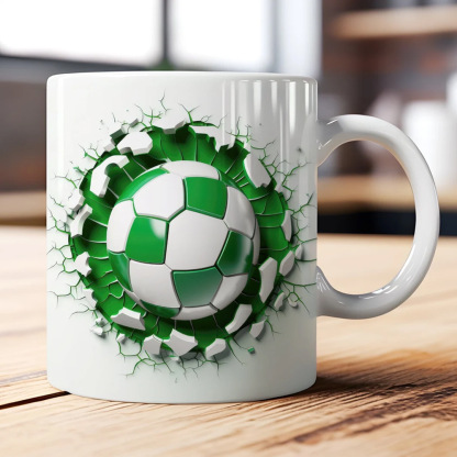 3D pictures of football, basketball, rugby, ceramic mugs, coffee cups
