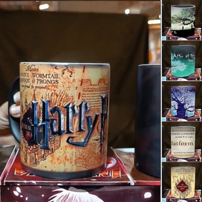 Harry Potter Marauder's Map Color-Changing Mug, Heat-Sensitive Ceramic Magic Coffee Mug