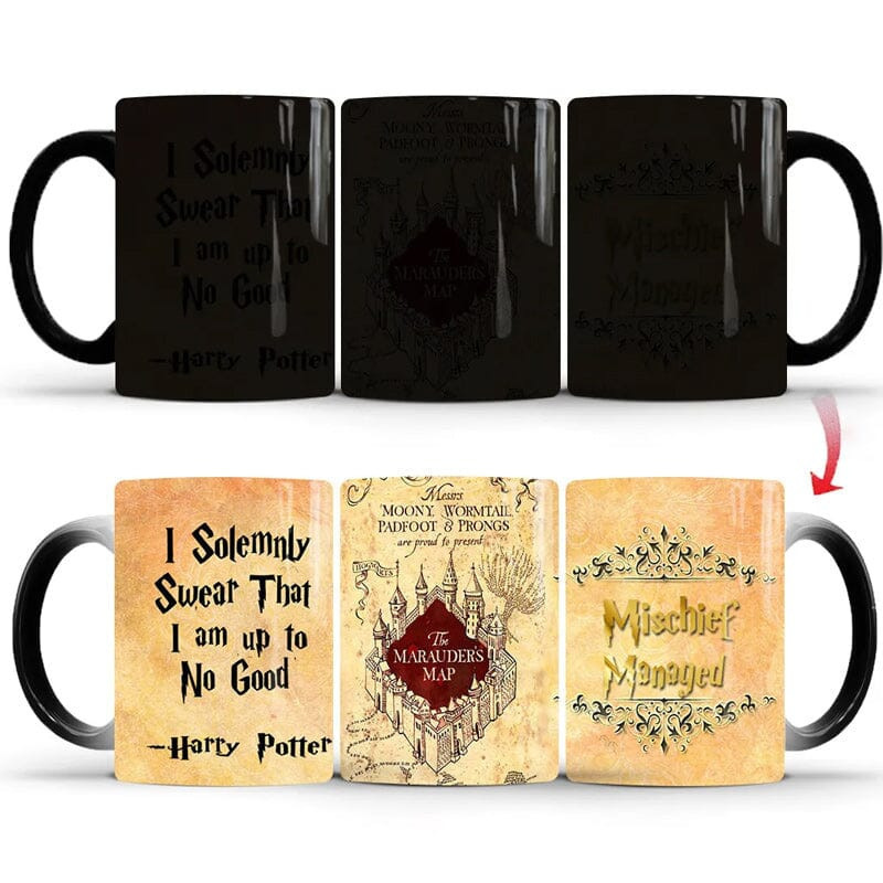 Harry Potter Marauder's Map Color-Changing Mug, Heat-Sensitive Ceramic Magic Coffee Mug