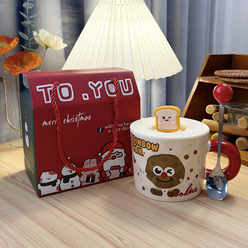 Ceramic Toast Cup High Aesthetic Value Cute Birthday Gift Tao Fashion Handmade Mark Cup with Lid Water Drinking Cup Household Use