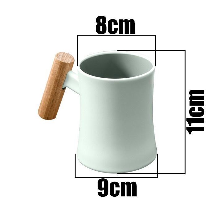 400ML Mimimalist Mug Wooden Handle Round Cup Heat Resistant Plastic Cup