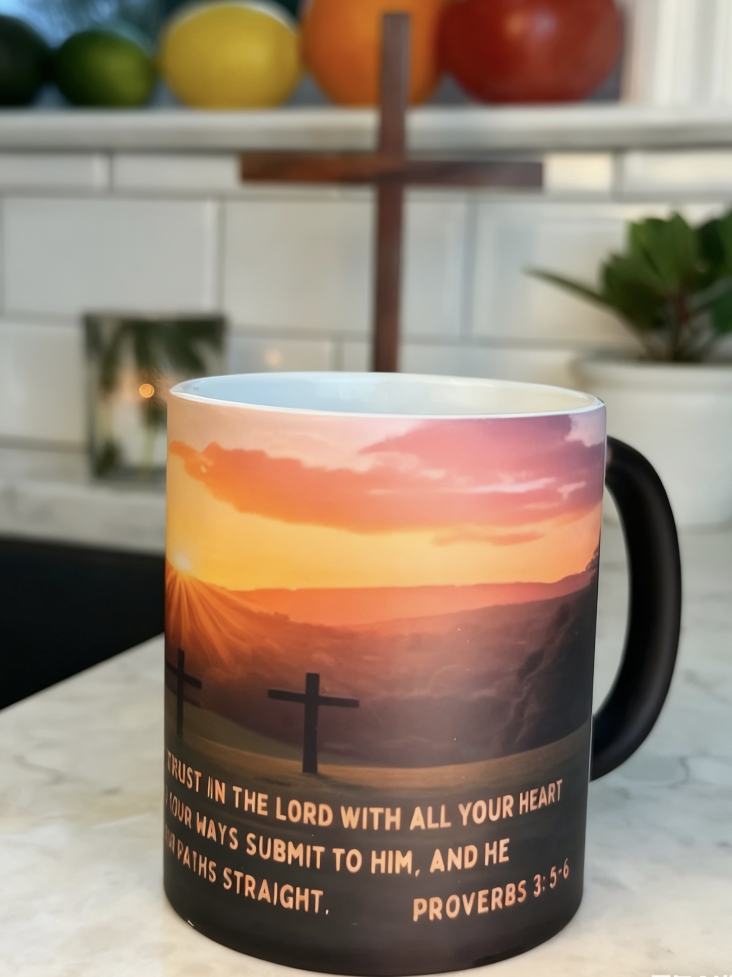 Cross-border New Bible Verse Mug Heat-sensitive Color-changing Coffee Cup