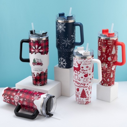 Creative 40oz Christmas Halloween Gift Car Cup Cross-border Original Large Capacity Straw Tumbler