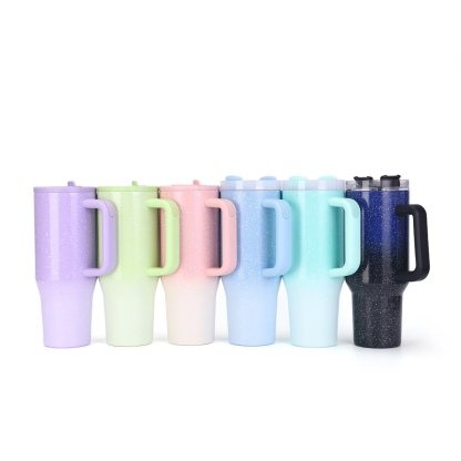 Creative 40oz Glow-in-the-Dark Handle Car Mug, Double-Walled Stainless Steel Insulated Cup with Night Fluorescent Straw