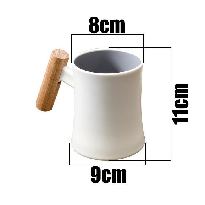 400ML Mimimalist Mug Wooden Handle Round Cup Heat Resistant Plastic Cup