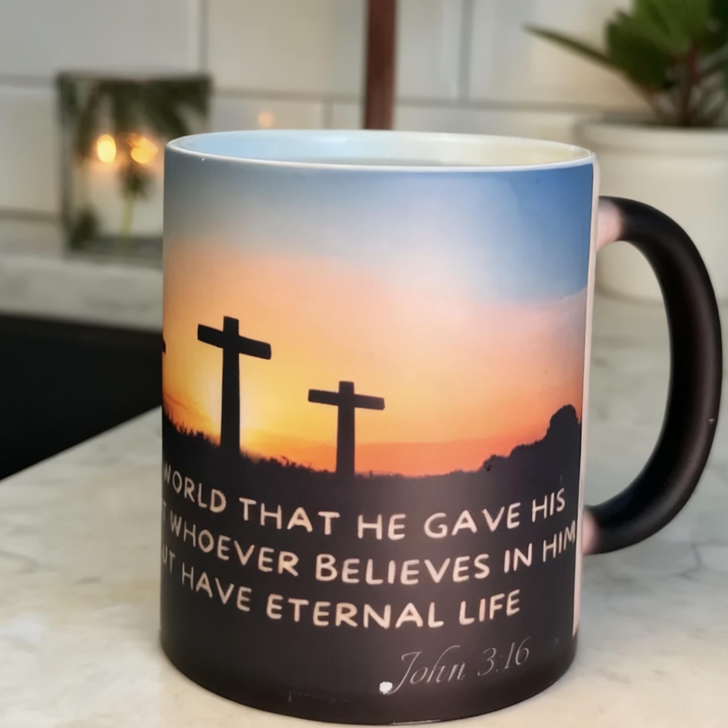 Cross-border New Bible Verse Mug Heat-sensitive Color-changing Coffee Cup