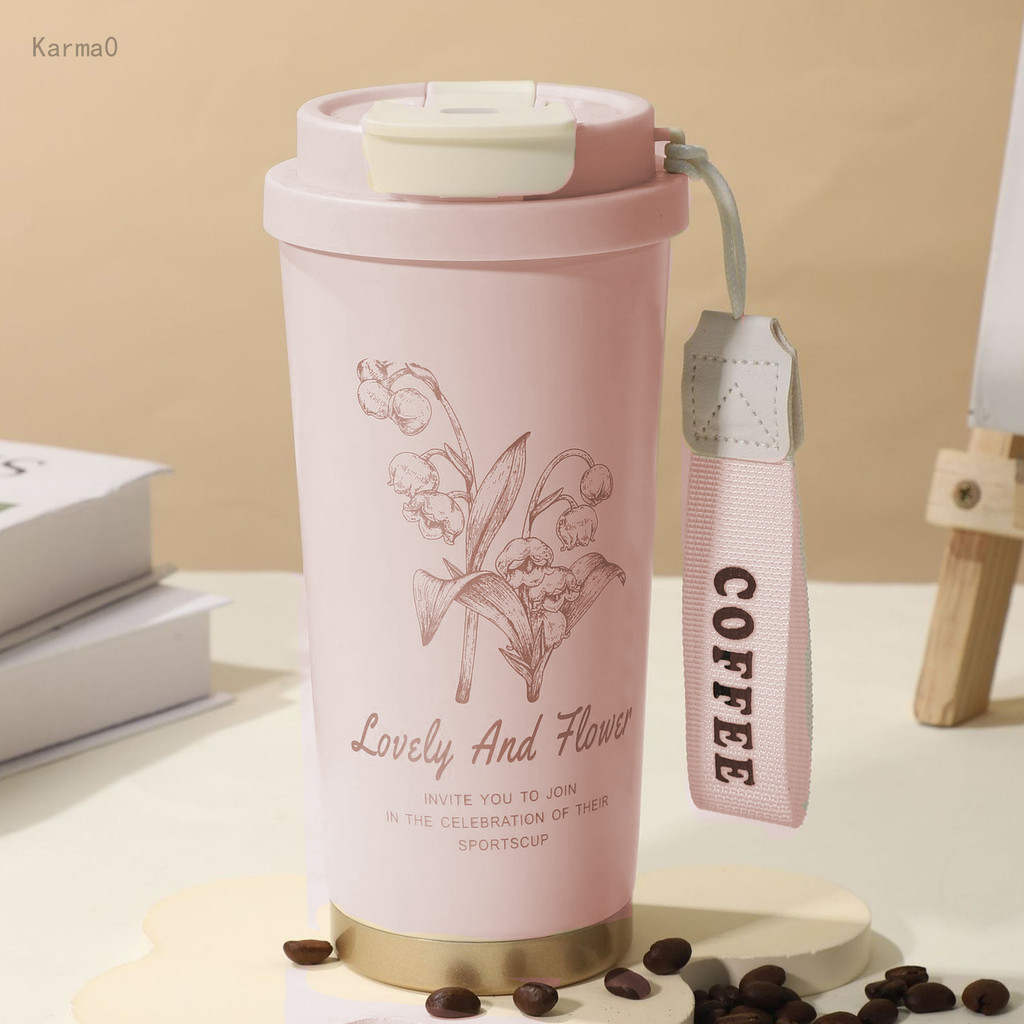 Elegant Floral Insulated Tumbler with Straw & Carry Strap – Harebell Collection