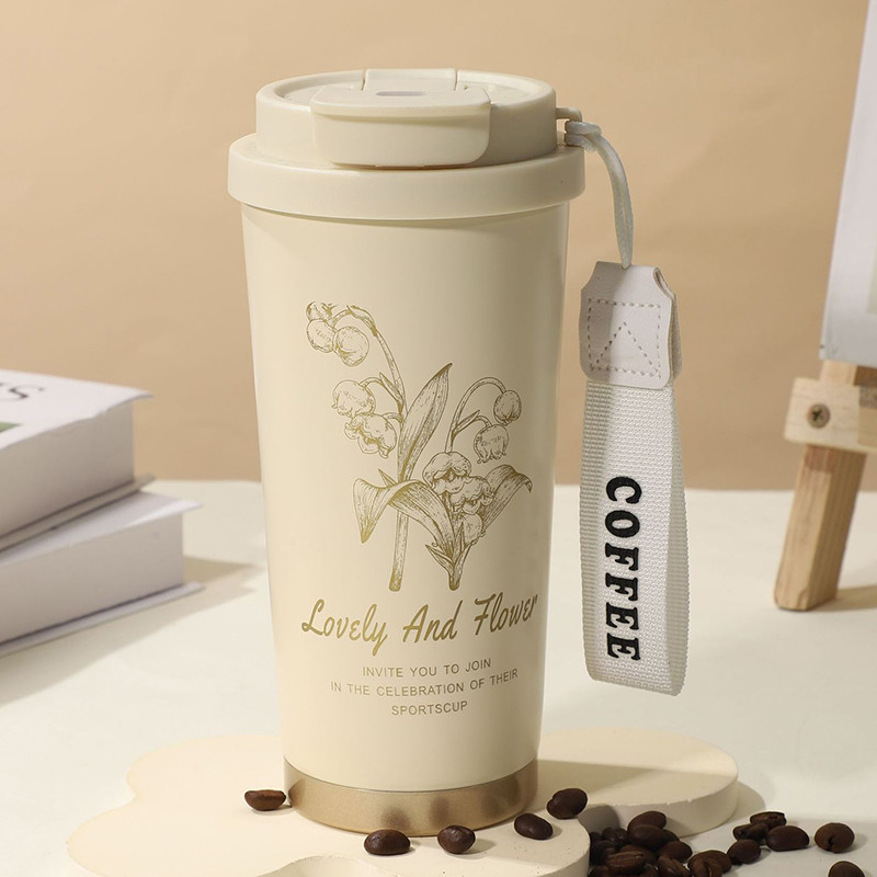 Elegant Floral Insulated Tumbler with Straw & Carry Strap – Harebell Collection