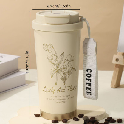 Elegant Floral Insulated Tumbler with Straw & Carry Strap – Harebell Collection