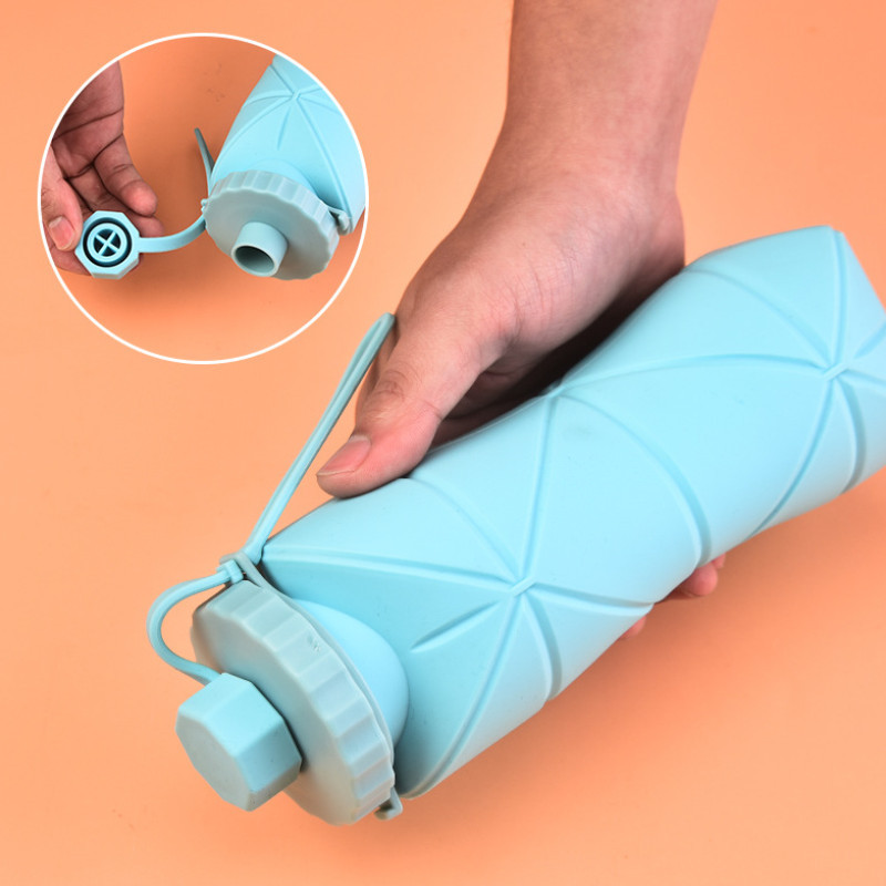 Silicone foldable water cup large capacity, portable sports water bottle for outdoor travel