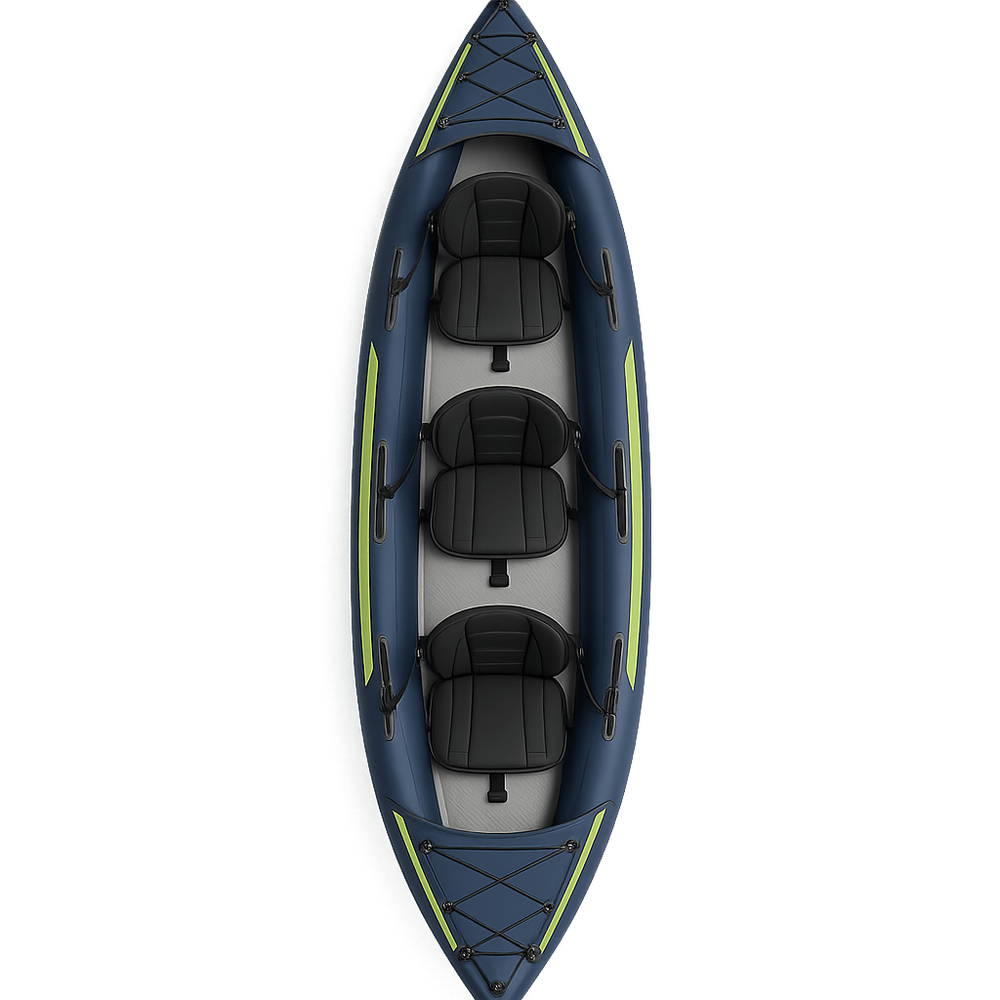Kayak gonflable pour 3 personnes loisirs nautiques 3 sièges PVC bleu/vert-Flowaqa