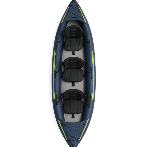 Kayak gonflable pour 3 personnes loisirs nautiques 3 sièges PVC bleu/vert-Flowaqa