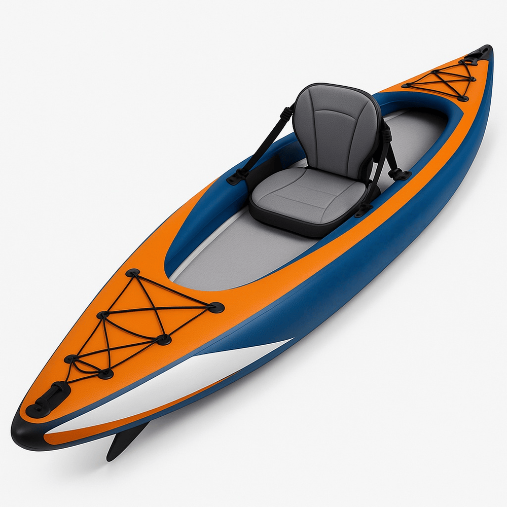 Kayak de loisir 1 place gonflable siége amovible PVC orange/bleu-Flowaqa