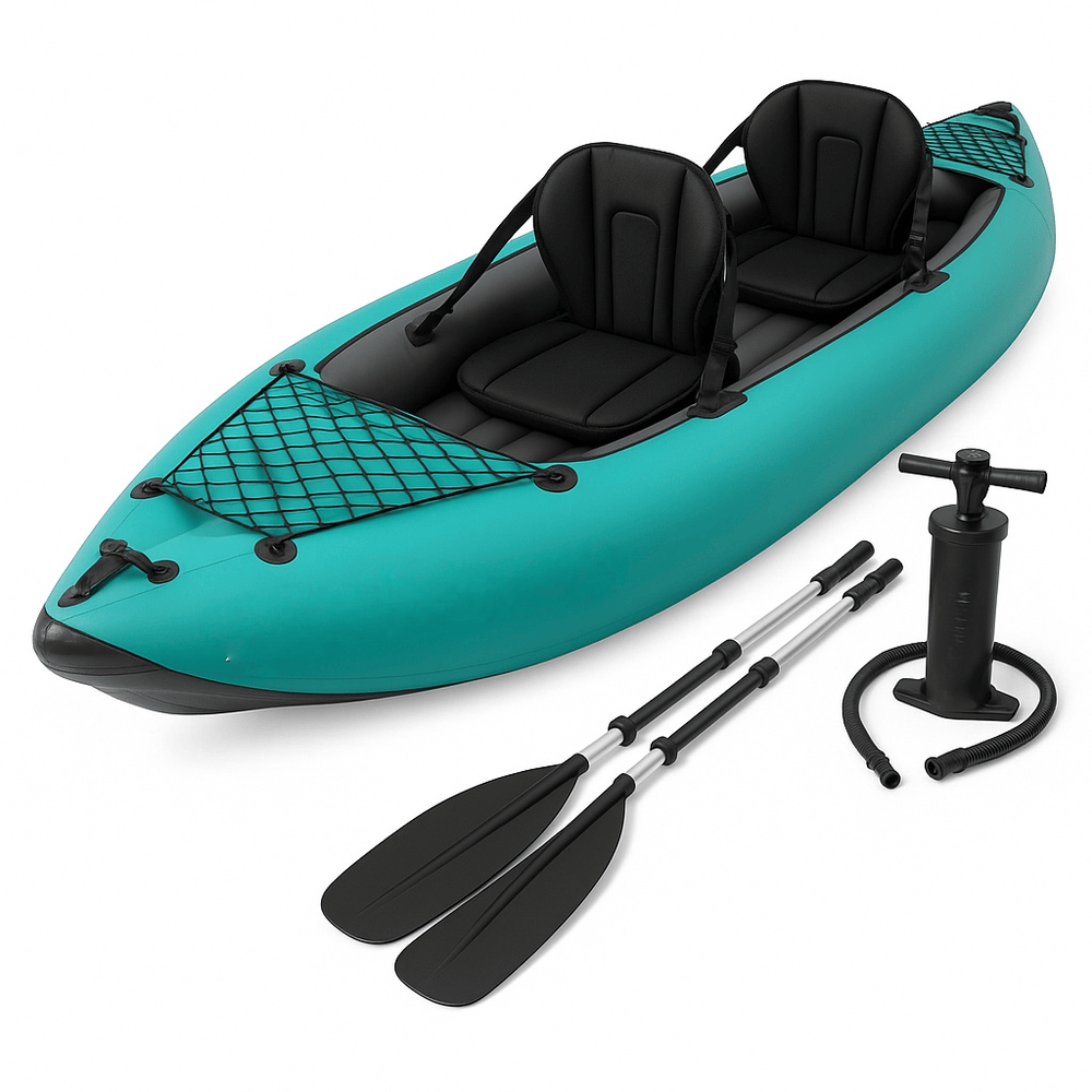 Kayak gonflable pour deux personnes loisirs nautiques haute résistance PVC turquoise-Flowaqa