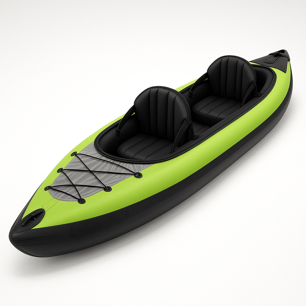 Kayak gonflable pour deux personnes exploration avec sièges confortables en PVC vert/noir-Flowaqa