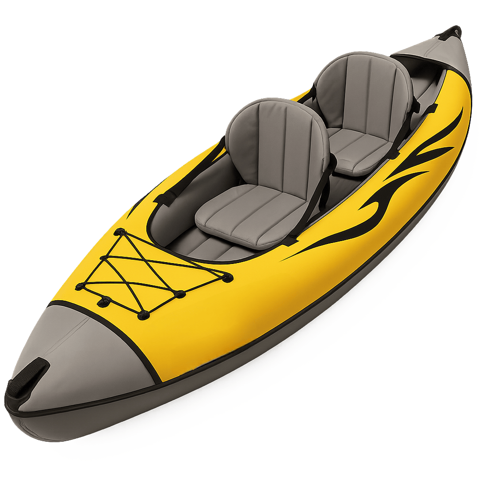 Kayak gonflable pour deux personnes loisirs nautiques en PVC jaune/gris-Flowaqa