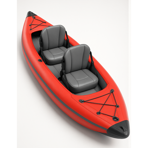 Kayak gonflable 2 places rouge pour loisirs nautiques en PVC-Flowaqa