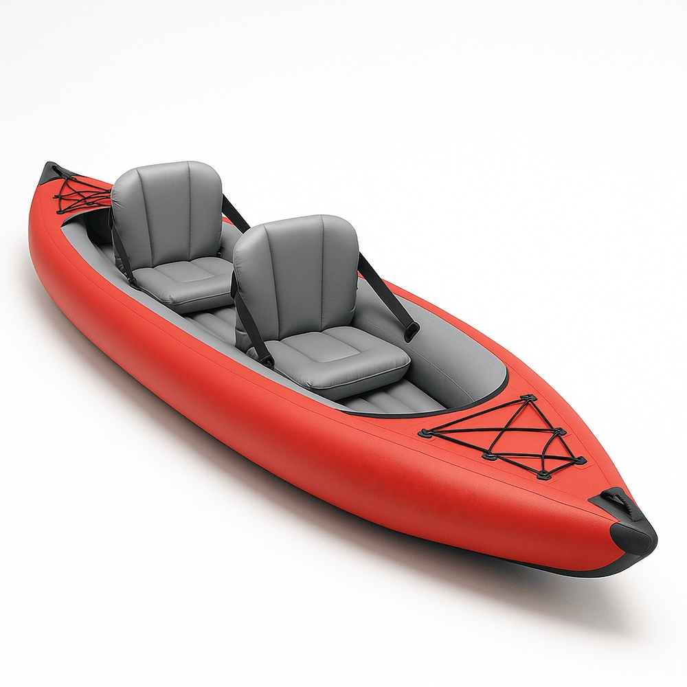 Kayak gonflable 2 places pour loisirs nautiques avec sièges confortables en PVC rouge-Flowaqa