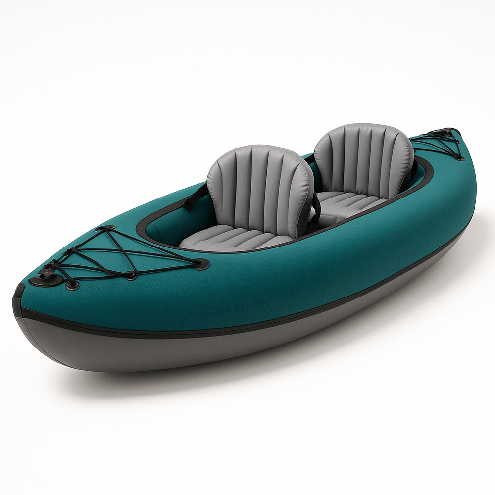 Kayak gonflable loisirs aquatiques 2 places PVC vert/gris-Flowaqa