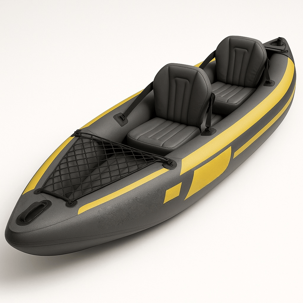 Kayak gonflable pour 2 personnes loisirs nautiques confort PVC jaune/gris-Flowaqa