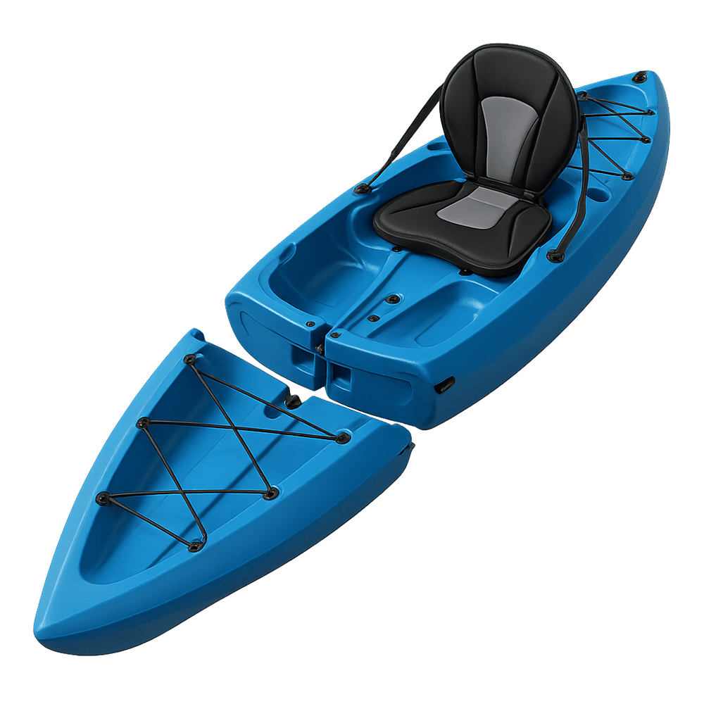 Kayak de loisir bleu pour sports nautiques avec siège confortable et assemblage par panneaux-Flowaqa