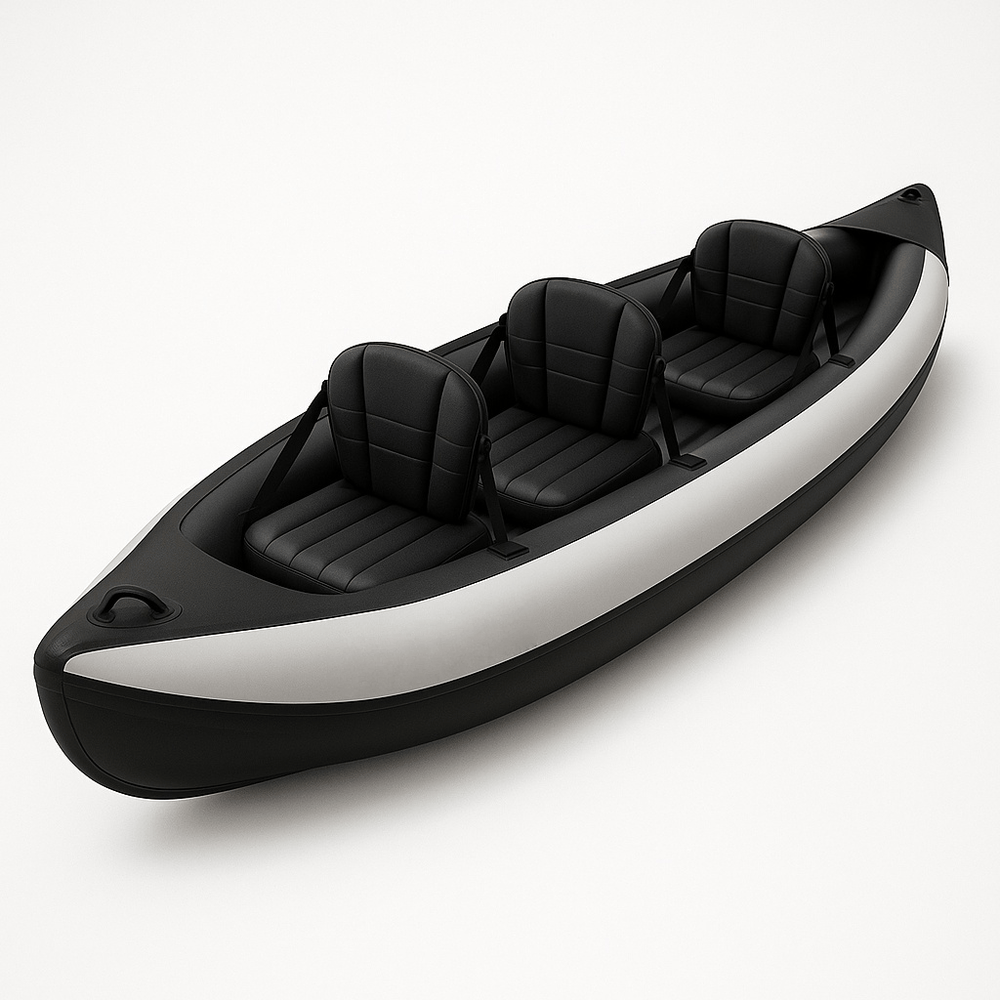 Canoë gonflable 3 places loisirs en plein air PVC noir/gris-Flowaqa