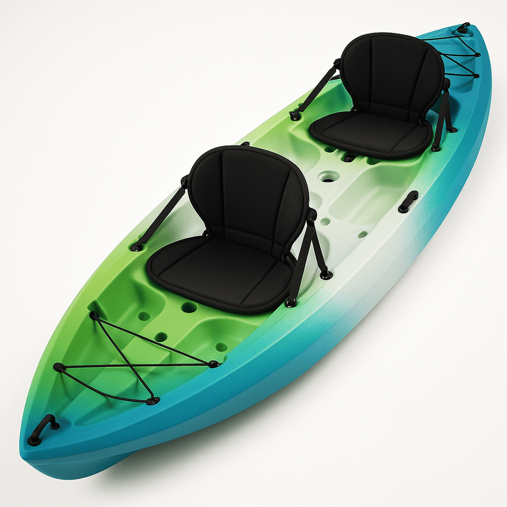 Kayak tandem loisirs aquatiques 2 places polyéthylène vert/bleu-Flowaqa