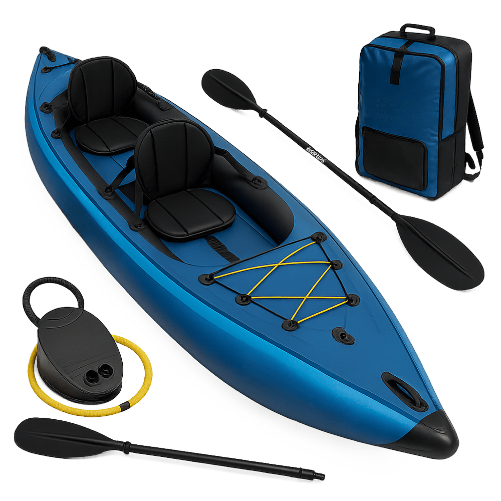 Kayak gonflable d'extérieur 2 places en PVC bleu-Flowaqa