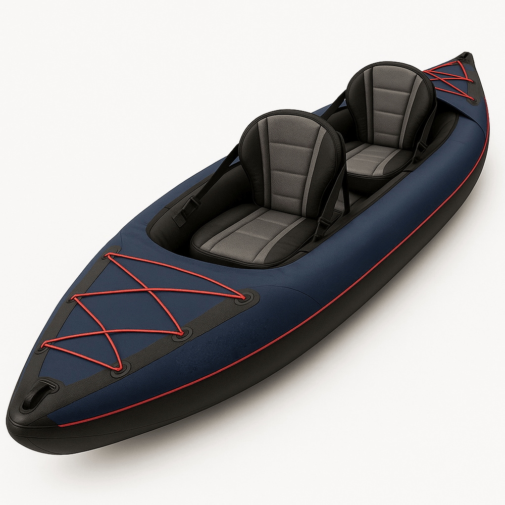 Kayak gonflable de loisirs pour deux personnes fonctionnalités avancées bleu/noir-Flowaqa